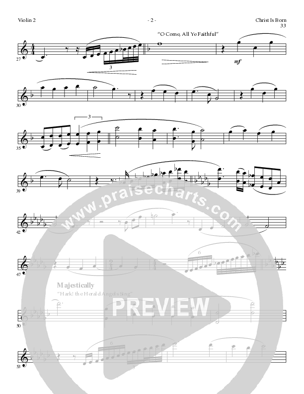 Christ Is Born with Angels From The Realms, O Come All Ye Faithful, Hark The Herald Angels Sing (Choral Anthem SATB) Violin 2 (Lillenas Choral / Arr. Mike Speck / Arr. Cliff Duren / Orch. Chris McDonald)