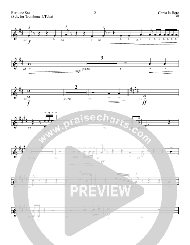 Christ Is Here (Choral Anthem SATB) Bari Sax (Lillenas Choral / Arr. Daniel Semsen)
