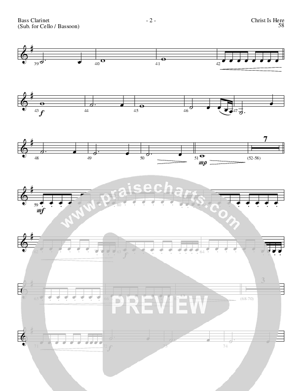 Christ Is Here (Choral Anthem SATB) Bass Clarinet (Lillenas Choral / Arr. Daniel Semsen)