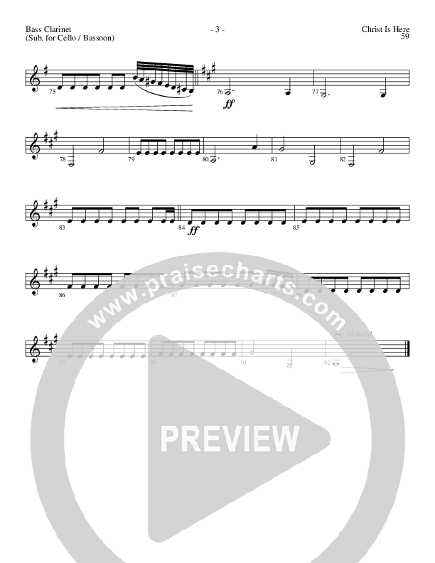 Christ Is Here (Choral Anthem SATB) Bass Clarinet (Lillenas Choral / Arr. Daniel Semsen)