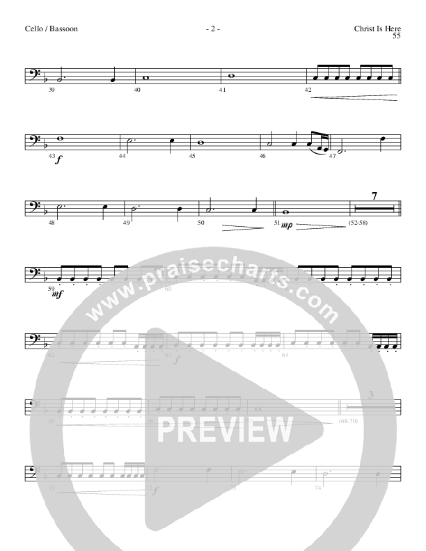 Christ Is Here (Choral Anthem SATB) Cello (Lillenas Choral / Arr. Daniel Semsen)