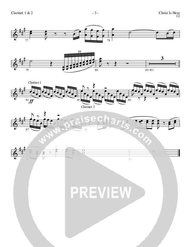 Christ Is Here (Choral Anthem SATB) Clarinet 1/2 (Lillenas Choral / Arr. Daniel Semsen)