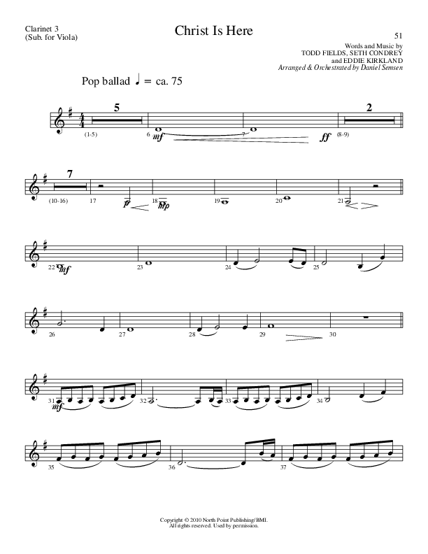 Christ Is Here (Choral Anthem SATB) Clarinet 3 (Lillenas Choral / Arr. Daniel Semsen)