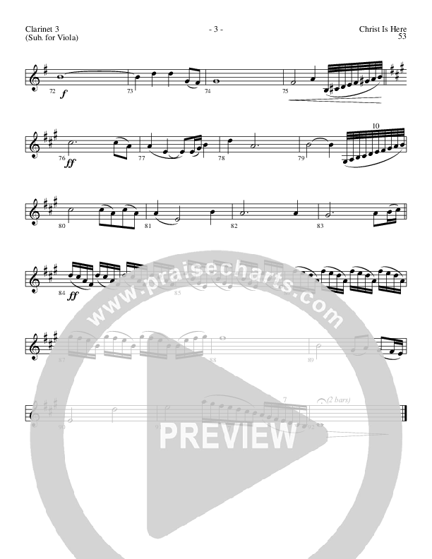Christ Is Here (Choral Anthem SATB) Clarinet 3 (Lillenas Choral / Arr. Daniel Semsen)