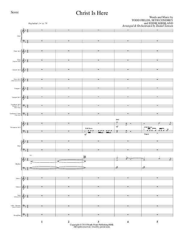 Christ Is Here (Choral Anthem SATB) Orchestration (Lillenas Choral / Arr. Daniel Semsen)