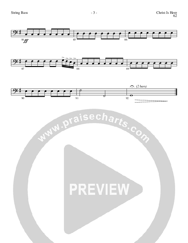 Christ Is Here (Choral Anthem SATB) Double Bass (Lillenas Choral / Arr. Daniel Semsen)