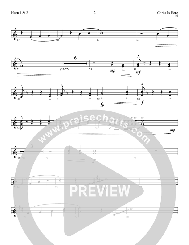 Christ Is Here (Choral Anthem SATB) French Horn 1/2 (Lillenas Choral / Arr. Daniel Semsen)