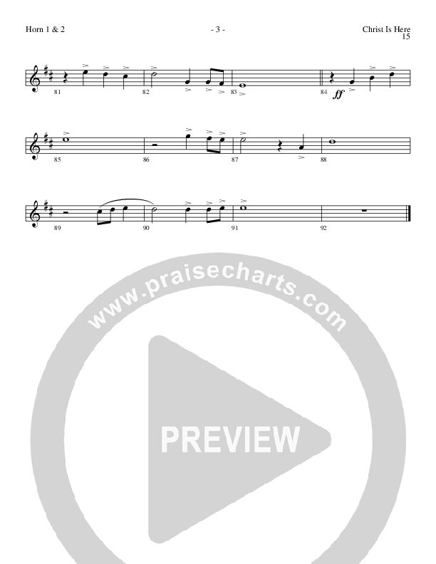Christ Is Here (Choral Anthem SATB) French Horn 1/2 (Lillenas Choral / Arr. Daniel Semsen)