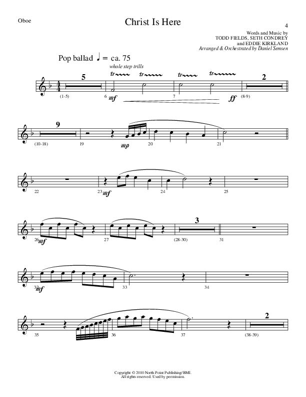 Christ Is Here (Choral Anthem SATB) Oboe (Lillenas Choral / Arr. Daniel Semsen)