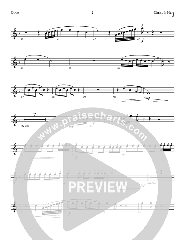 Christ Is Here (Choral Anthem SATB) Oboe (Lillenas Choral / Arr. Daniel Semsen)