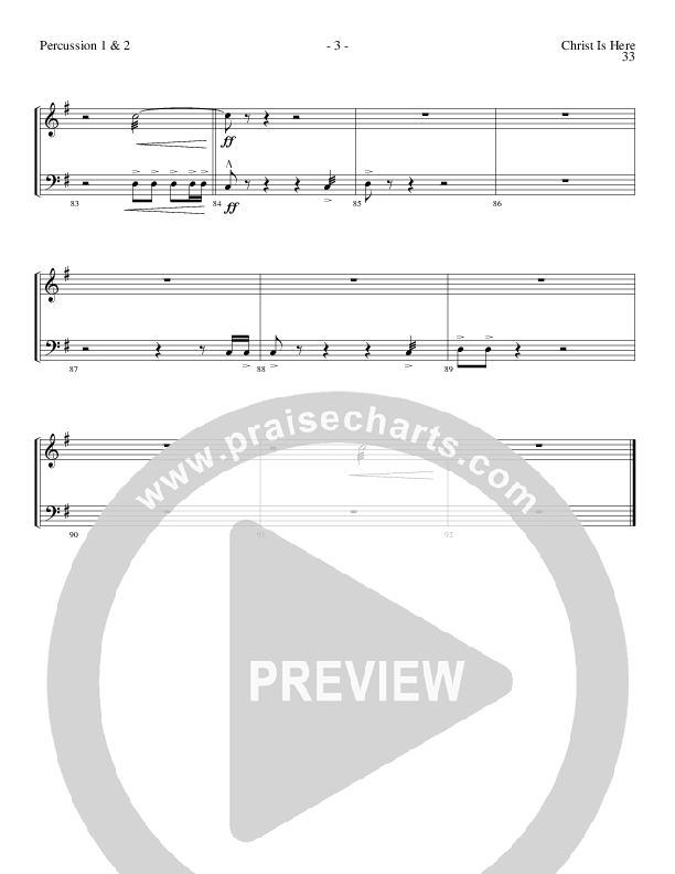 Christ Is Here (Choral Anthem SATB) Percussion 1/2 (Lillenas Choral / Arr. Daniel Semsen)