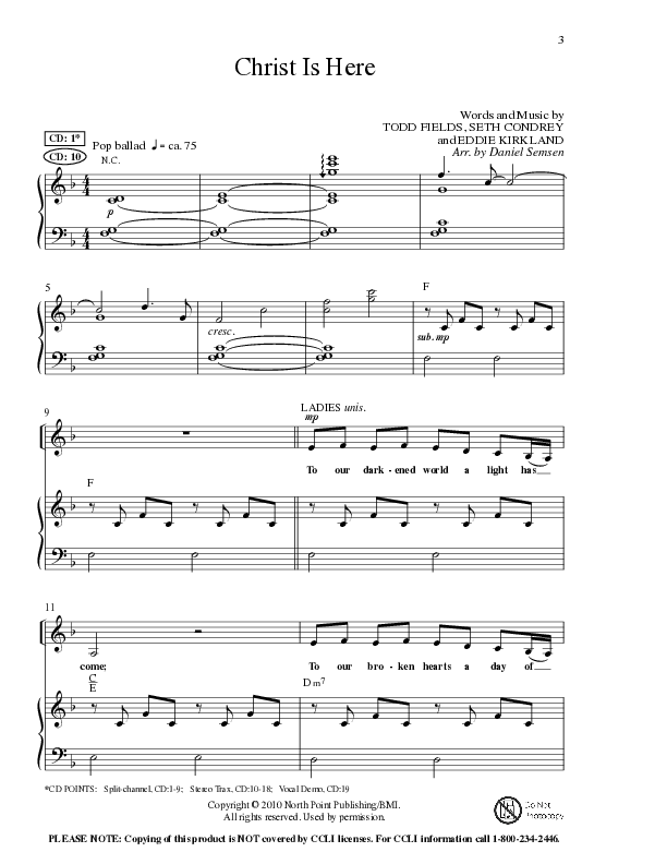 Christ Is Here (Choral Anthem SATB) Anthem (SATB/Piano) (Lillenas Choral / Arr. Daniel Semsen)