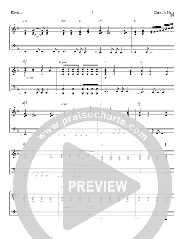 Christ Is Here (Choral Anthem SATB) Rhythm Chart (Lillenas Choral / Arr. Daniel Semsen)