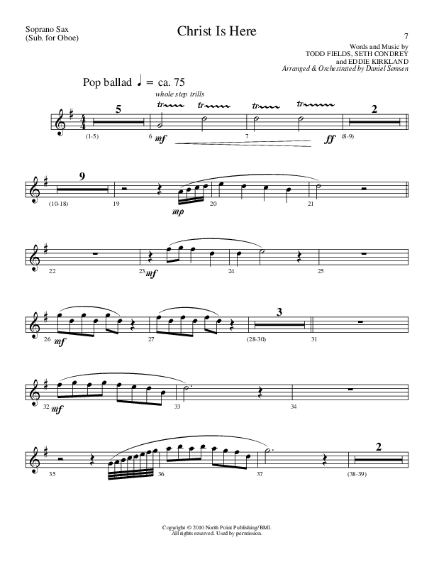 Christ Is Here (Choral Anthem SATB) Soprano Sax (Lillenas Choral / Arr. Daniel Semsen)