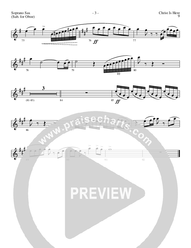 Christ Is Here (Choral Anthem SATB) Soprano Sax (Lillenas Choral / Arr. Daniel Semsen)
