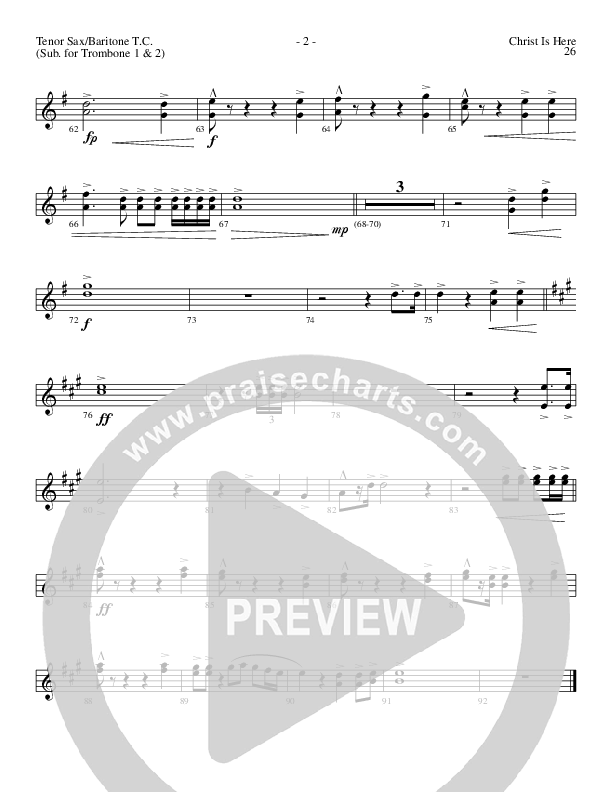 Christ Is Here (Choral Anthem SATB) Tenor Sax/Baritone T.C. (Lillenas Choral / Arr. Daniel Semsen)