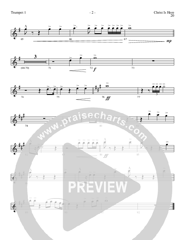 Christ Is Here (Choral Anthem SATB) Trumpet 1 (Lillenas Choral / Arr. Daniel Semsen)