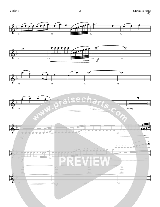 Christ Is Here (Choral Anthem SATB) Violin 1 (Lillenas Choral / Arr. Daniel Semsen)