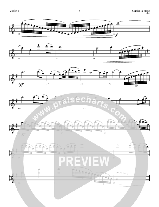 Christ Is Here (Choral Anthem SATB) Violin 1 (Lillenas Choral / Arr. Daniel Semsen)