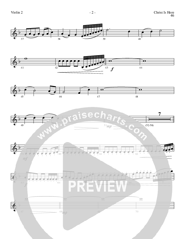 Christ Is Here (Choral Anthem SATB) Violin 2 (Lillenas Choral / Arr. Daniel Semsen)