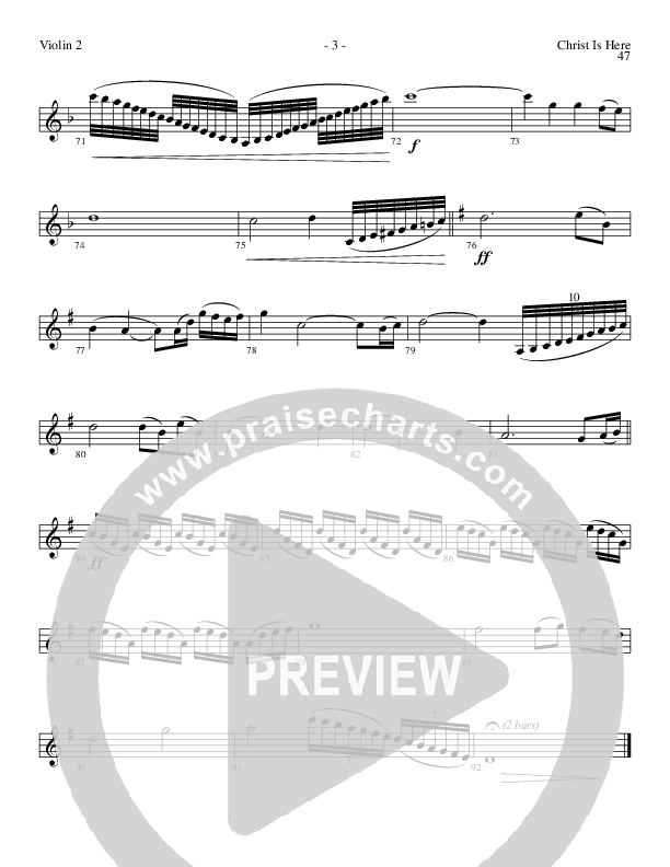 Christ Is Here (Choral Anthem SATB) Violin 2 (Lillenas Choral / Arr. Daniel Semsen)