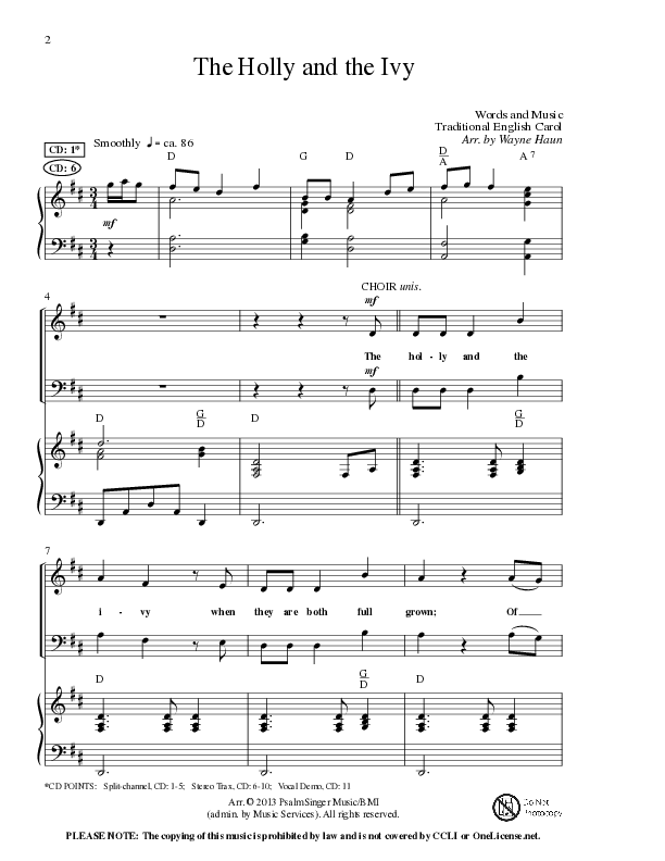 The Holly And The Ivy (Choral Anthem SATB) Anthem (SATB/Piano) (Lillenas Choral / Arr. Wayne Haun)