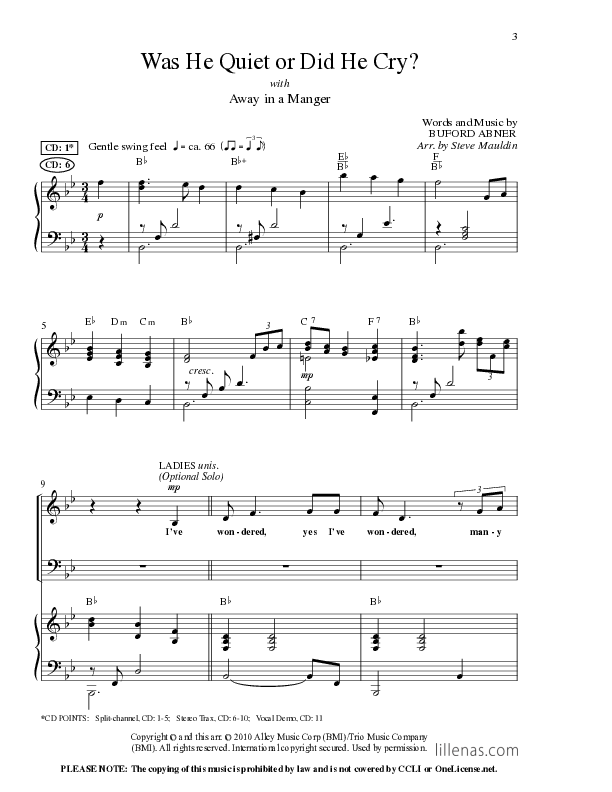 Was He Quiet Or Did He Cry with Away In A Manger (Choral Anthem SATB) Anthem (SATB/Piano) (Lillenas Choral / Arr. Steve Mauldin)