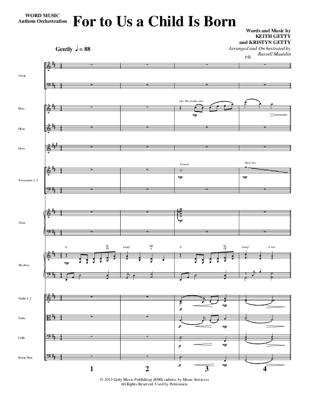 For To Us A Child Is Born (Choral Anthem SATB) Conductor's Score (Word Music Choral / Arr. Russell Mauldin)