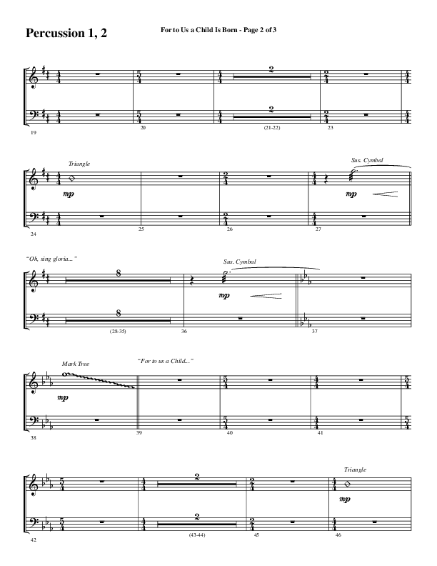 For To Us A Child Is Born (Choral Anthem SATB) Percussion 1/2 (Word Music Choral / Arr. Russell Mauldin)