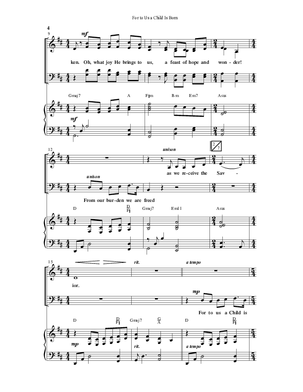 For To Us A Child Is Born (Choral Anthem SATB) Anthem (SATB/Piano) (Word Music Choral / Arr. Russell Mauldin)