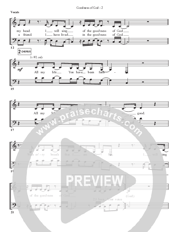 Goodness Of God Choir Sheet (Bell Shoals Music)