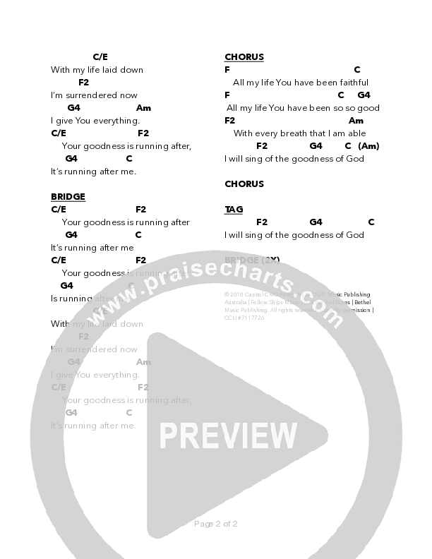 Goodness Of God Chords PDF (Bell Shoals Music) PraiseCharts