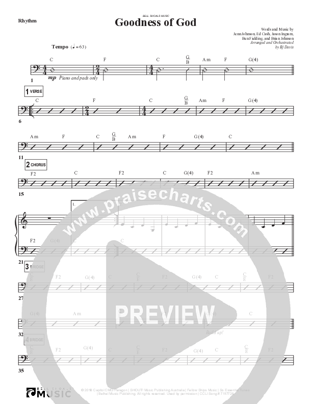 Goodness Of God Rhythm Chart (Bell Shoals Music)