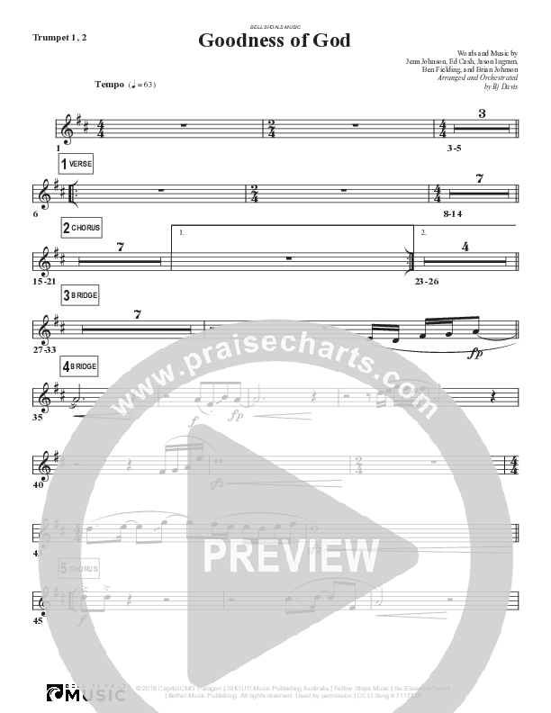 Goodness Of God Trumpet 1,2 (Bell Shoals Music)