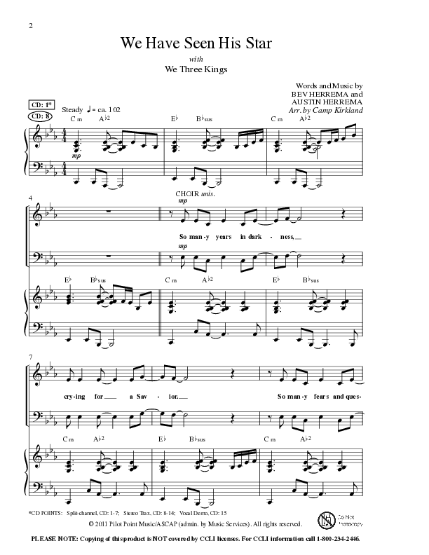 We Have Seen His Star with We Three Kings (Choral Anthem SATB) Anthem (SATB/Piano) (Lillenas Choral / Arr. Camp Kirkland)