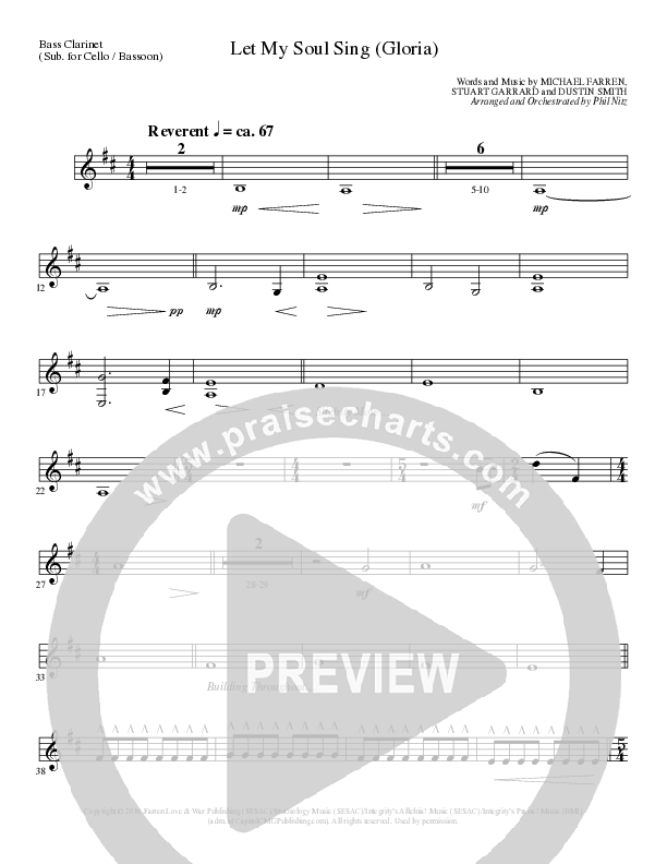 Let My Soul Sing (Gloria) (Choral Anthem SATB) Bass Clarinet (Lillenas Choral / Arr. Phil Nitz)