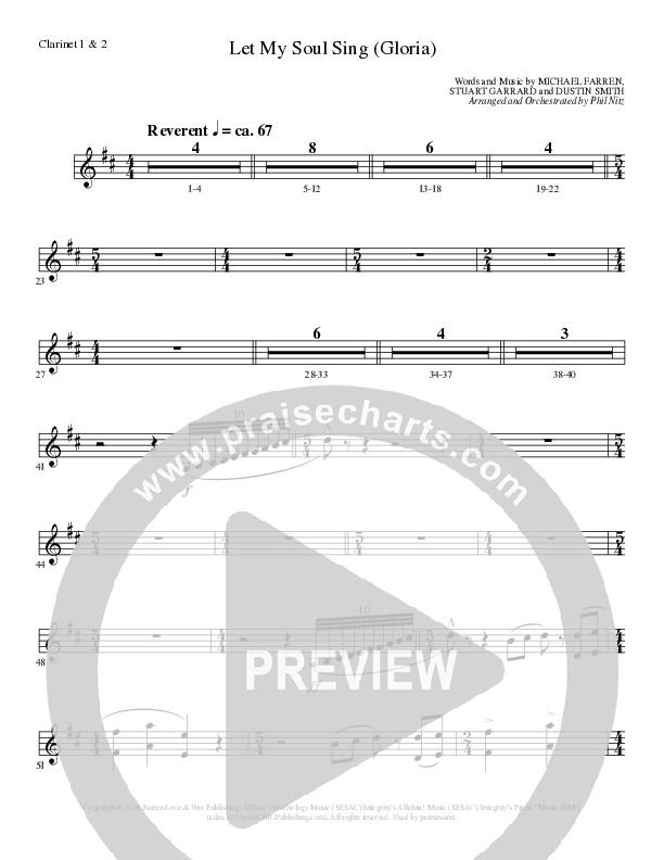 Let My Soul Sing (Gloria) (Choral Anthem SATB) Clarinet 1/2 (Lillenas Choral / Arr. Phil Nitz)