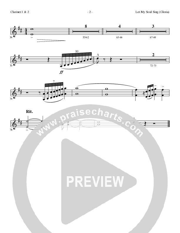 Let My Soul Sing (Gloria) (Choral Anthem SATB) Clarinet 1/2 (Lillenas Choral / Arr. Phil Nitz)