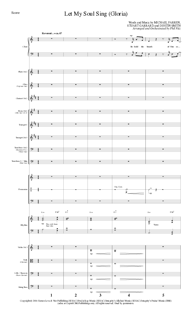 Let My Soul Sing (Gloria) (Choral Anthem SATB) Orchestration (Lillenas Choral / Arr. Phil Nitz)