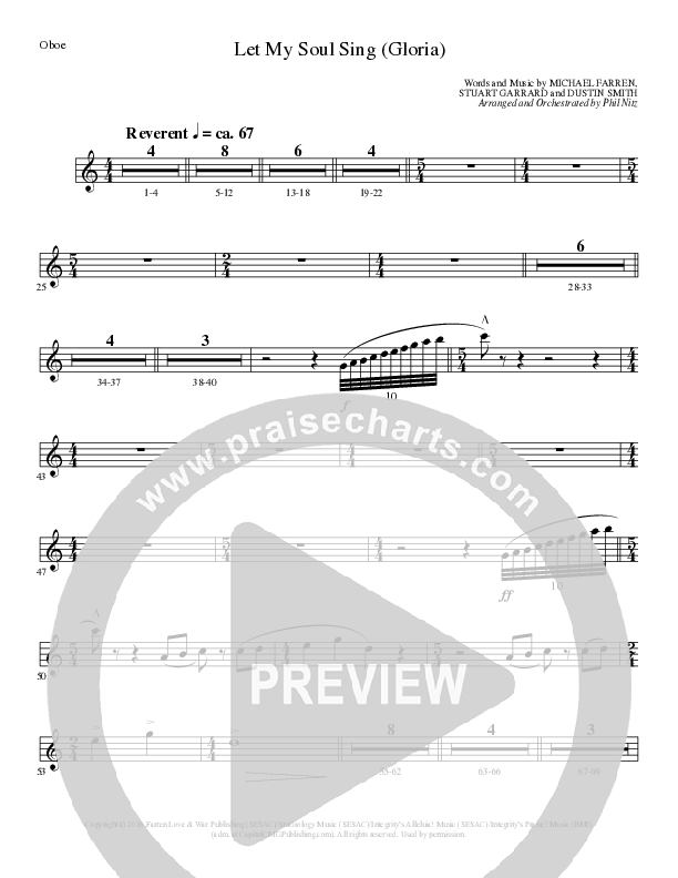 Let My Soul Sing (Gloria) (Choral Anthem SATB) Oboe (Lillenas Choral / Arr. Phil Nitz)