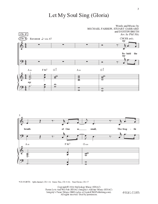 Let My Soul Sing (Gloria) (Choral Anthem SATB) Anthem (SATB/Piano) (Lillenas Choral / Arr. Phil Nitz)