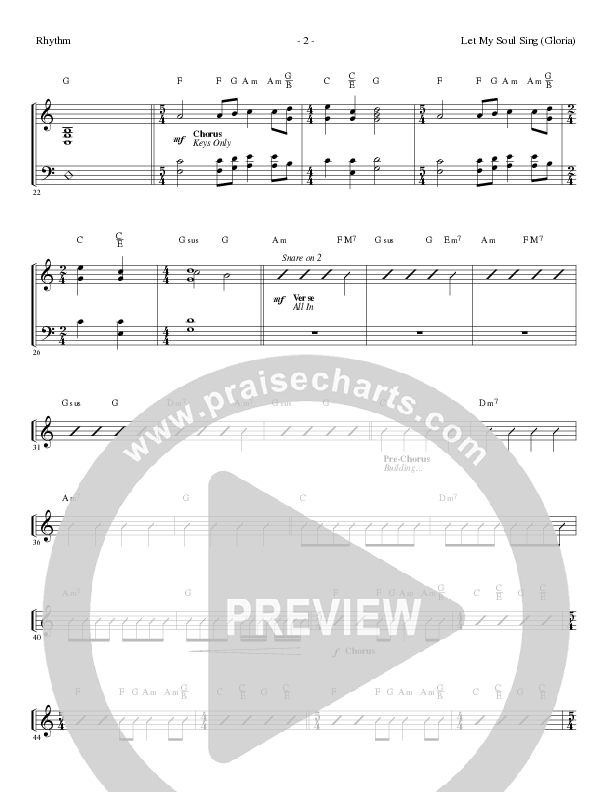Let My Soul Sing (Gloria) (Choral Anthem SATB) Rhythm Chart (Lillenas Choral / Arr. Phil Nitz)
