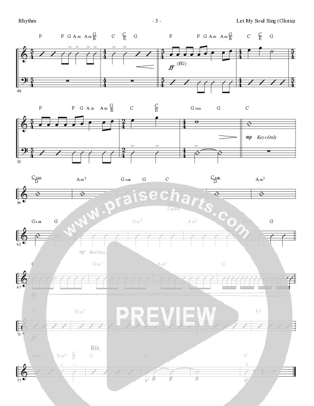 Let My Soul Sing (Gloria) (Choral Anthem SATB) Rhythm Chart (Lillenas Choral / Arr. Phil Nitz)
