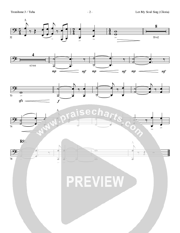 Let My Soul Sing (Gloria) (Choral Anthem SATB) Trombone 3/Tuba (Lillenas Choral / Arr. Phil Nitz)