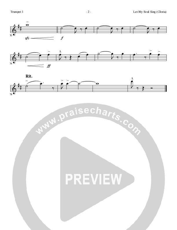 Let My Soul Sing (Gloria) (Choral Anthem SATB) Trumpet 1 (Lillenas Choral / Arr. Phil Nitz)
