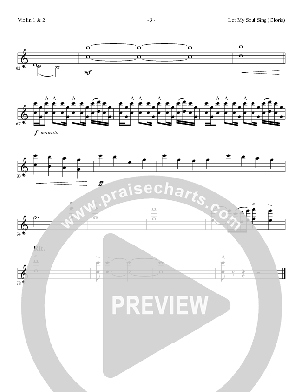 Let My Soul Sing (Gloria) (Choral Anthem SATB) Violin 1/2 (Lillenas Choral / Arr. Phil Nitz)