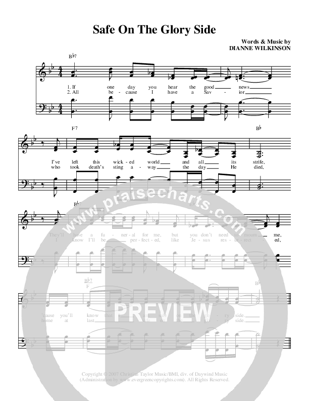 Safe On The Glory Side Lead Sheet (The Mark Trammell Trio)