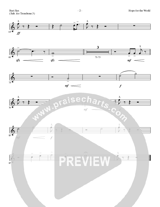 Hope For The World (Choral Anthem SATB) Bari Sax (Lillenas Choral / Arr. Phil Nitz)
