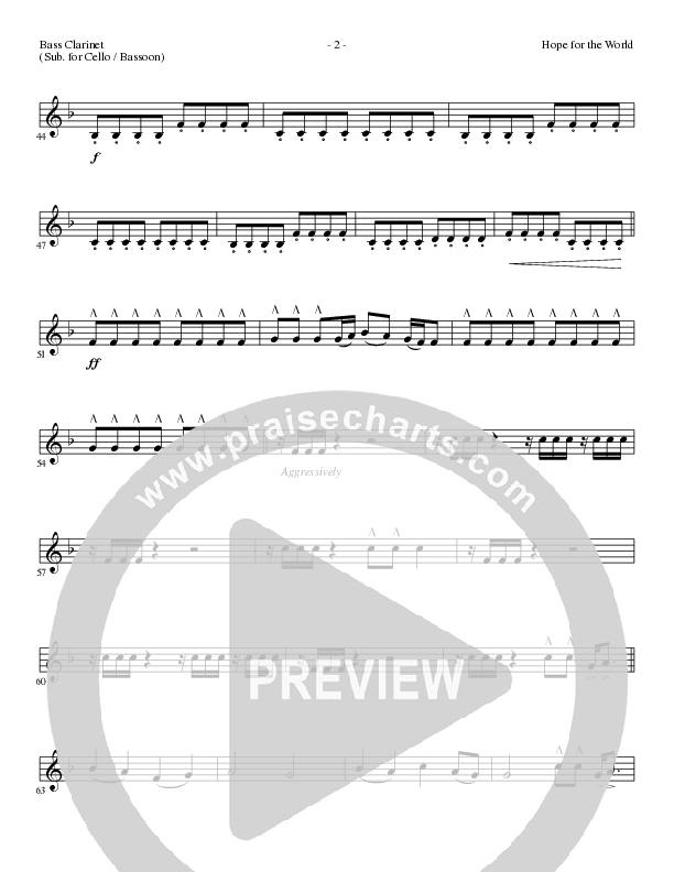 Hope For The World (Choral Anthem SATB) Bass Clarinet (Lillenas Choral / Arr. Phil Nitz)