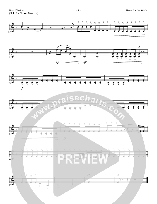 Hope For The World (Choral Anthem SATB) Bass Clarinet (Lillenas Choral / Arr. Phil Nitz)